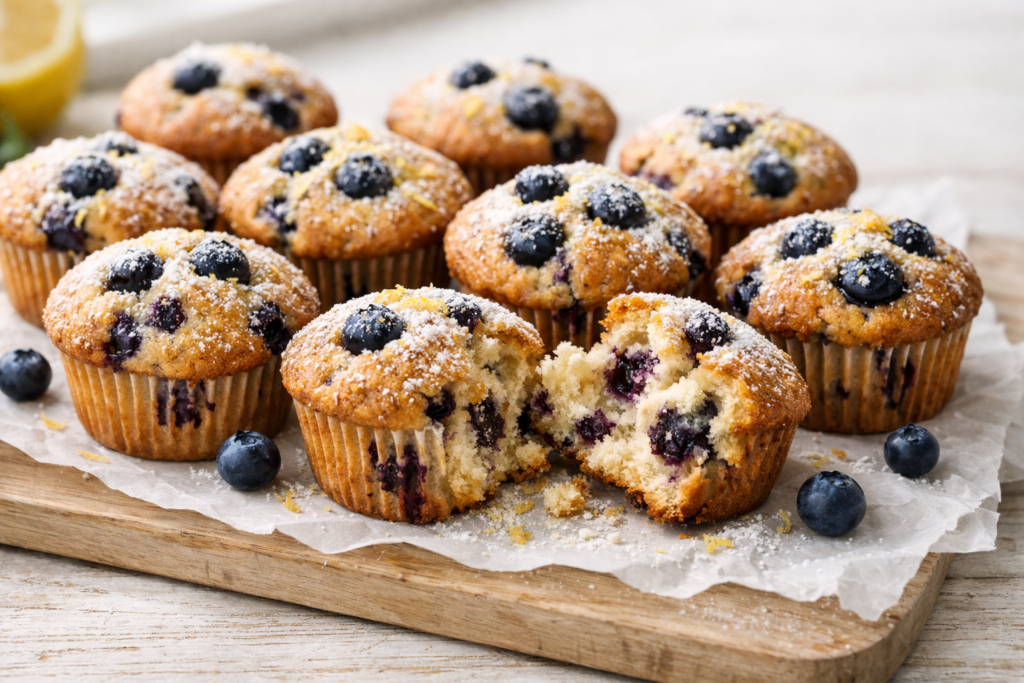 Muffins de limón y arándanos sin azúcar