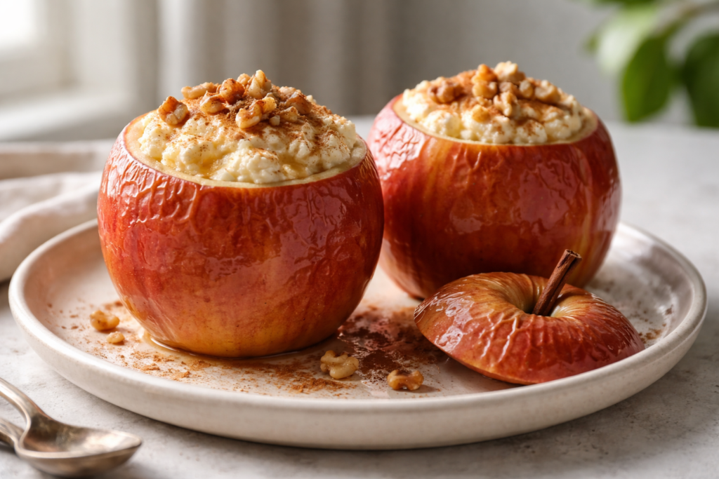 Manzanas rellenas de requesón