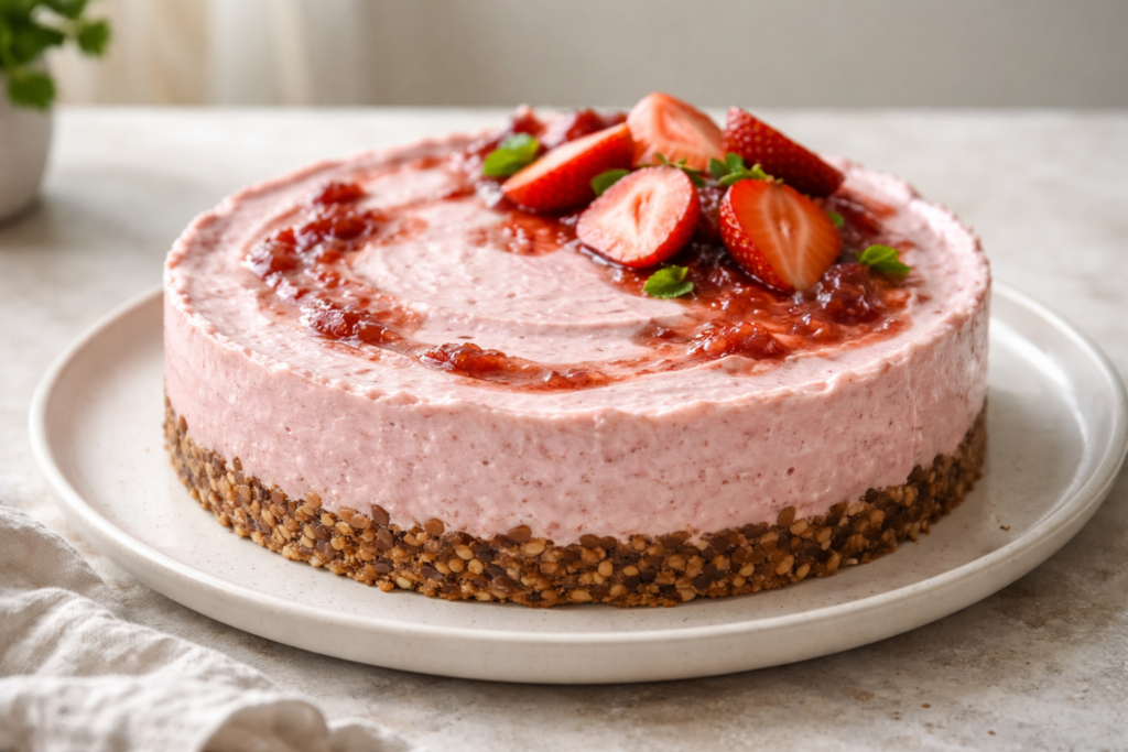 Cheesecake de fresa sin azúcar