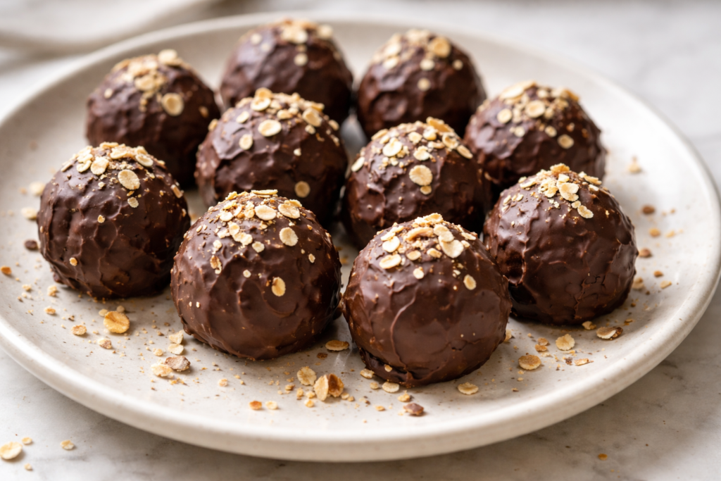 Trufas de plátano, almendra y chocolate sin azúcar
